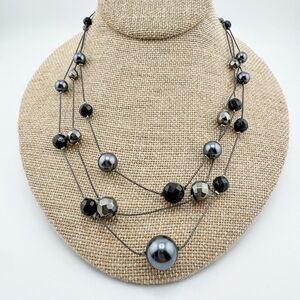 Vintage 3-Strand Bead Necklace Signed NY Retro Glamour Timeless Elegance